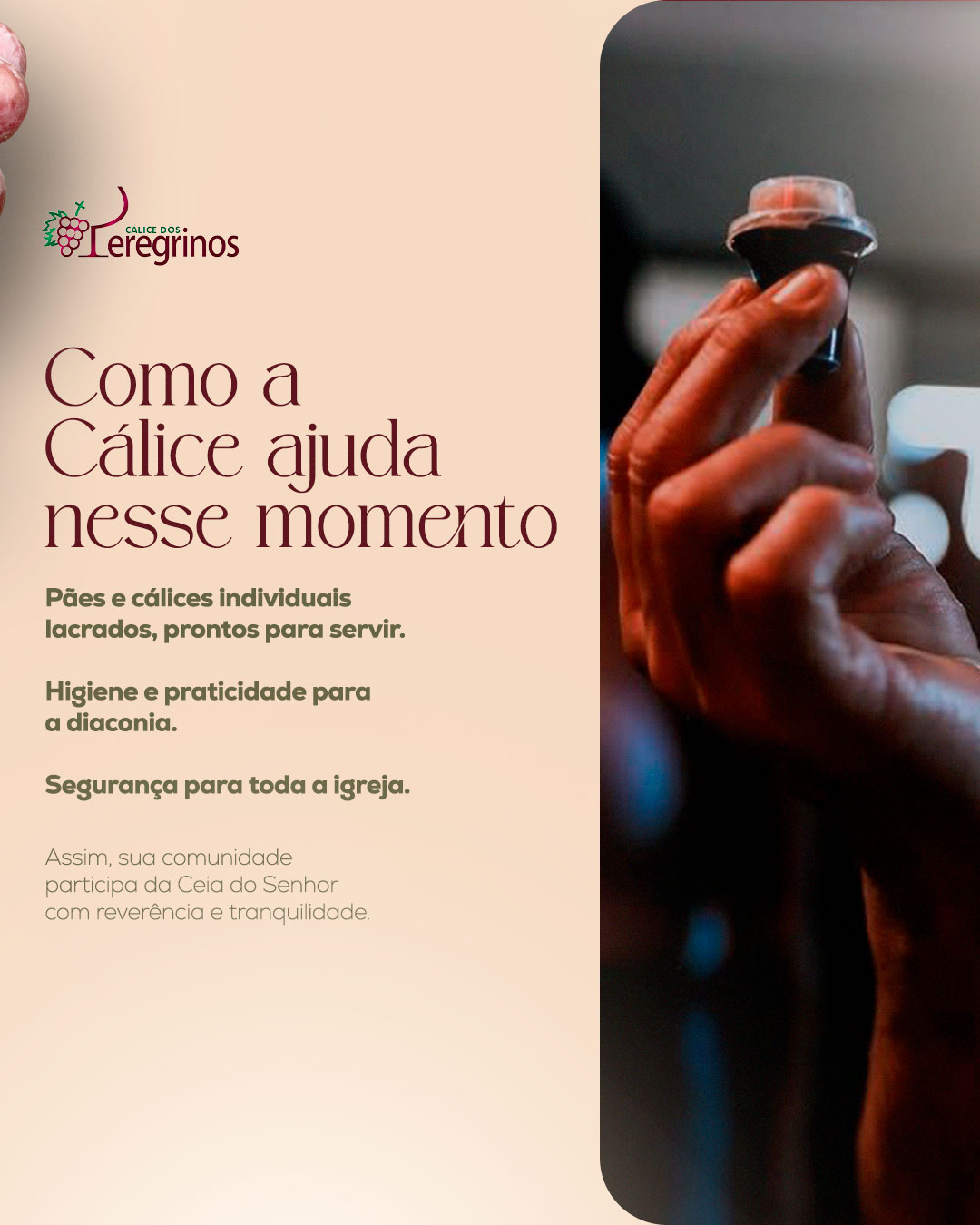 Conteúdo sobre praticidade e segurança do cálice